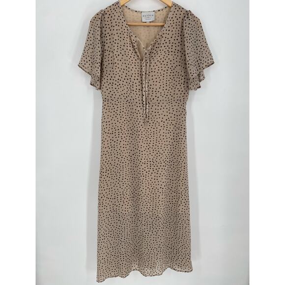 Hayden Dresses & Skirts - Hayden Dress Women’s 8 Beige & Black Polka Dot Flowy Feminine Romantic